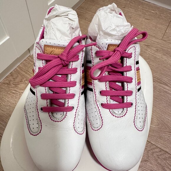 Authentic Louis Vuitton kids leather shoes sneakers white x pink - Picture 6 of 6